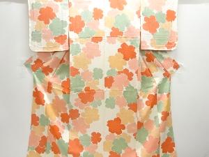 未使用品　花模様単衣小紋着物